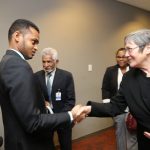 Clare Short meets Keegan Bharath TTEITI Youth Advisory Committee