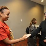 Clare Short with Frances-ann Craig-Ali TTEITI Youth Advisory Committee