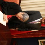 Clare with speaker of the house Mr Wade Mark